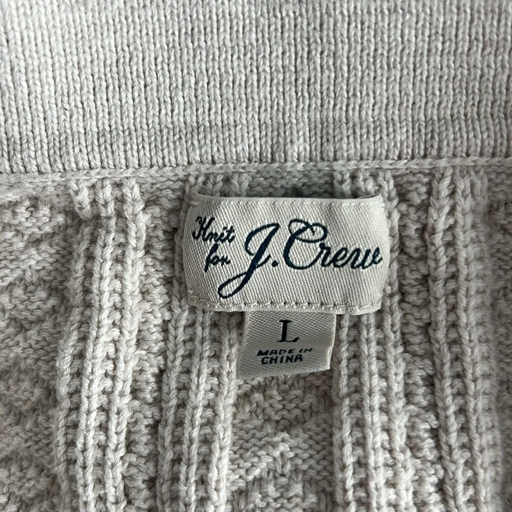J. Crew Cream Knit Short-Sleeve Polo Cardigan